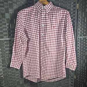 Brooks Brothers 346 Large Button Red White Plaid Mens Dress Shirt
